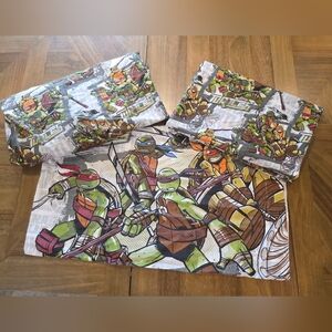 Teenage Mutant Ninja Turtles TMNT Twin Flat Sheet Set 3 Gray Masks Animated